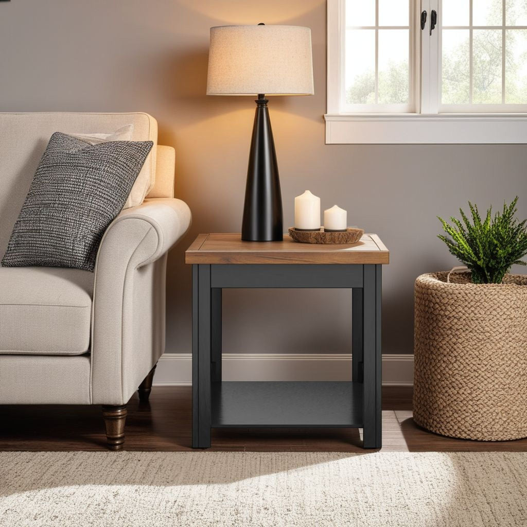 Side Table - Black / Whiskey