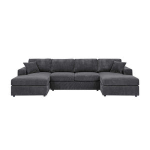 3 Piece Corduroy Double Chaise Sectional Sofa