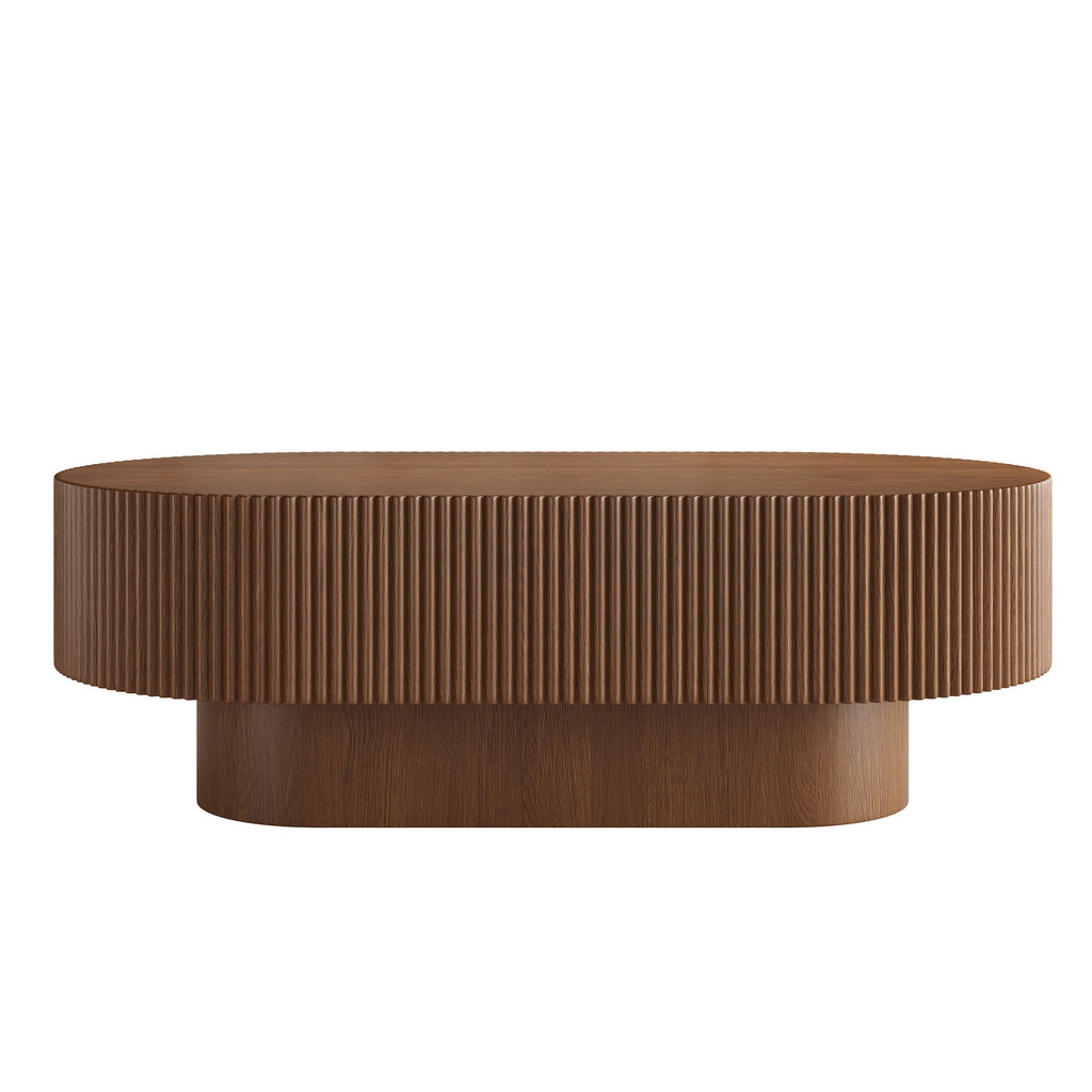 Oval Coffee Table With Thick Tabletop For Living Room