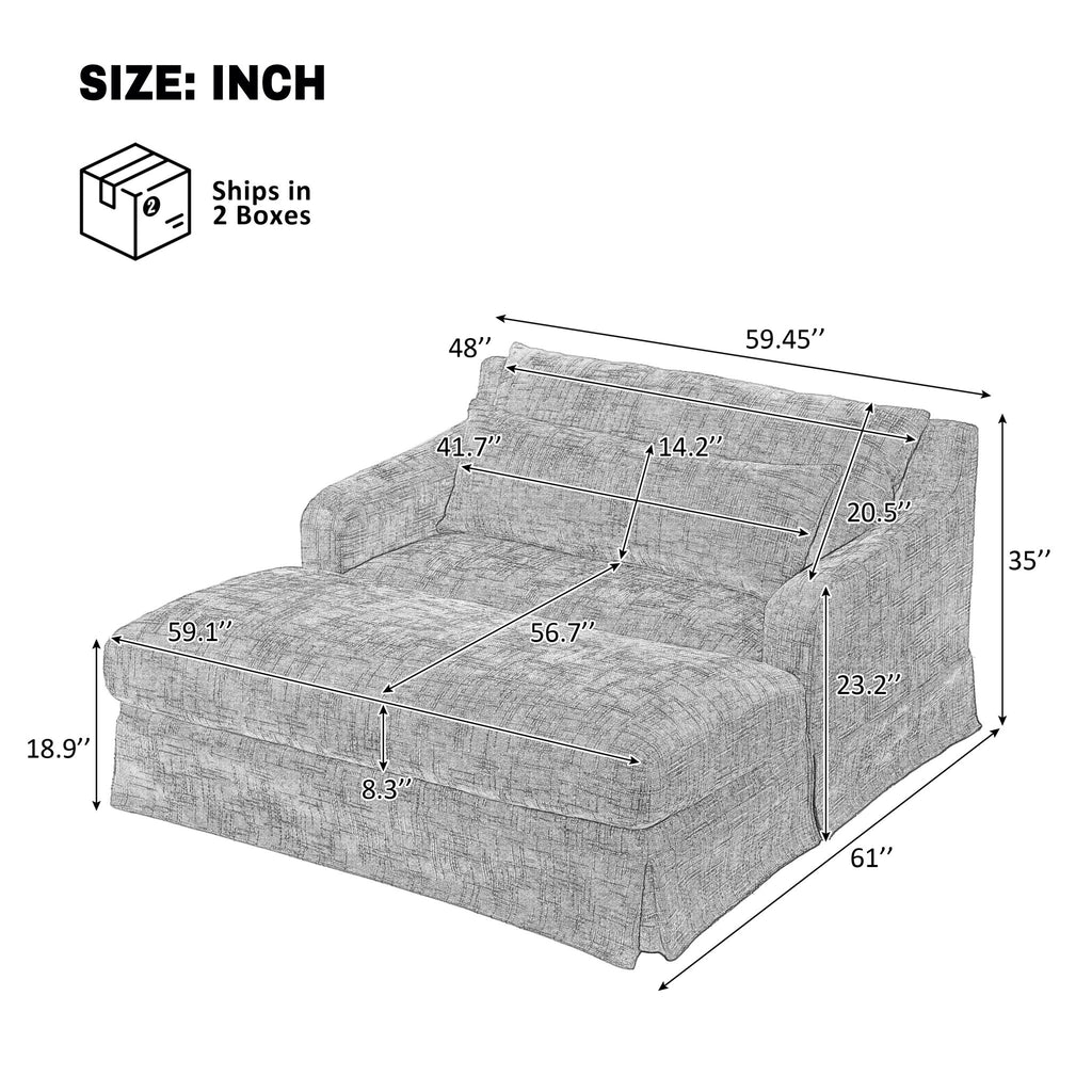 Sofa Bed Loveseat With Textured Surface And 2 Cushions