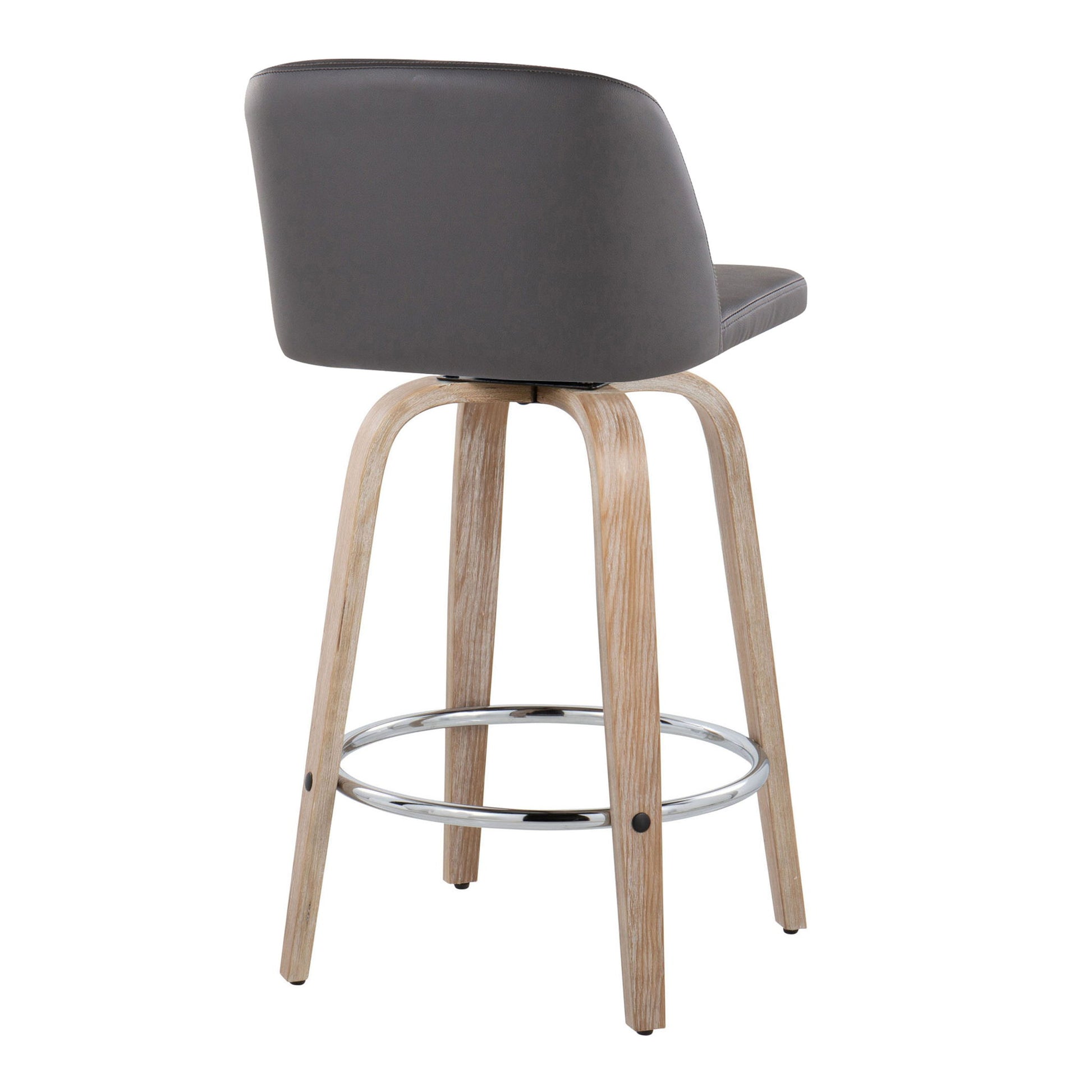Toriano - Modern Design Fixed Height Counter Stool With Swivel With Round Footrest (Set of 2)