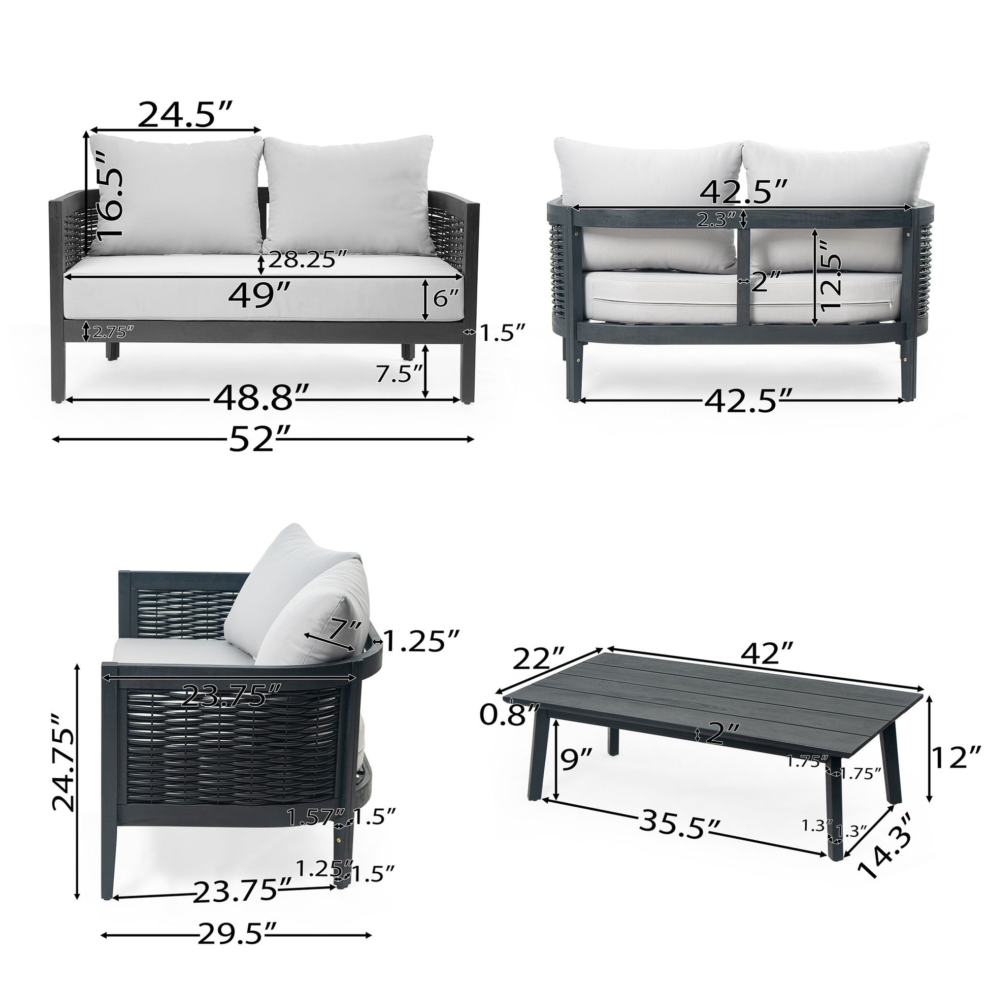 Outdoor Seating Group With Cushions And Coffee Table