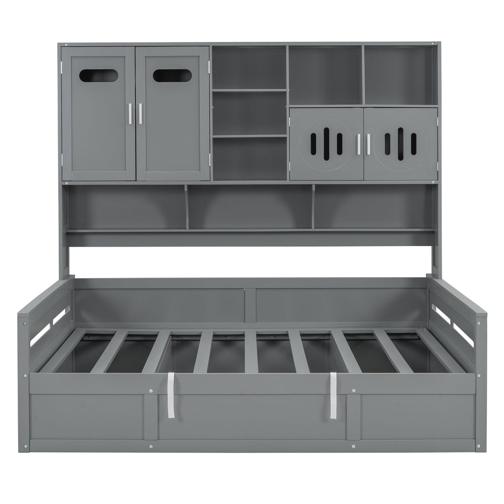 Daybed With All-In-One Cabinet And Shelf