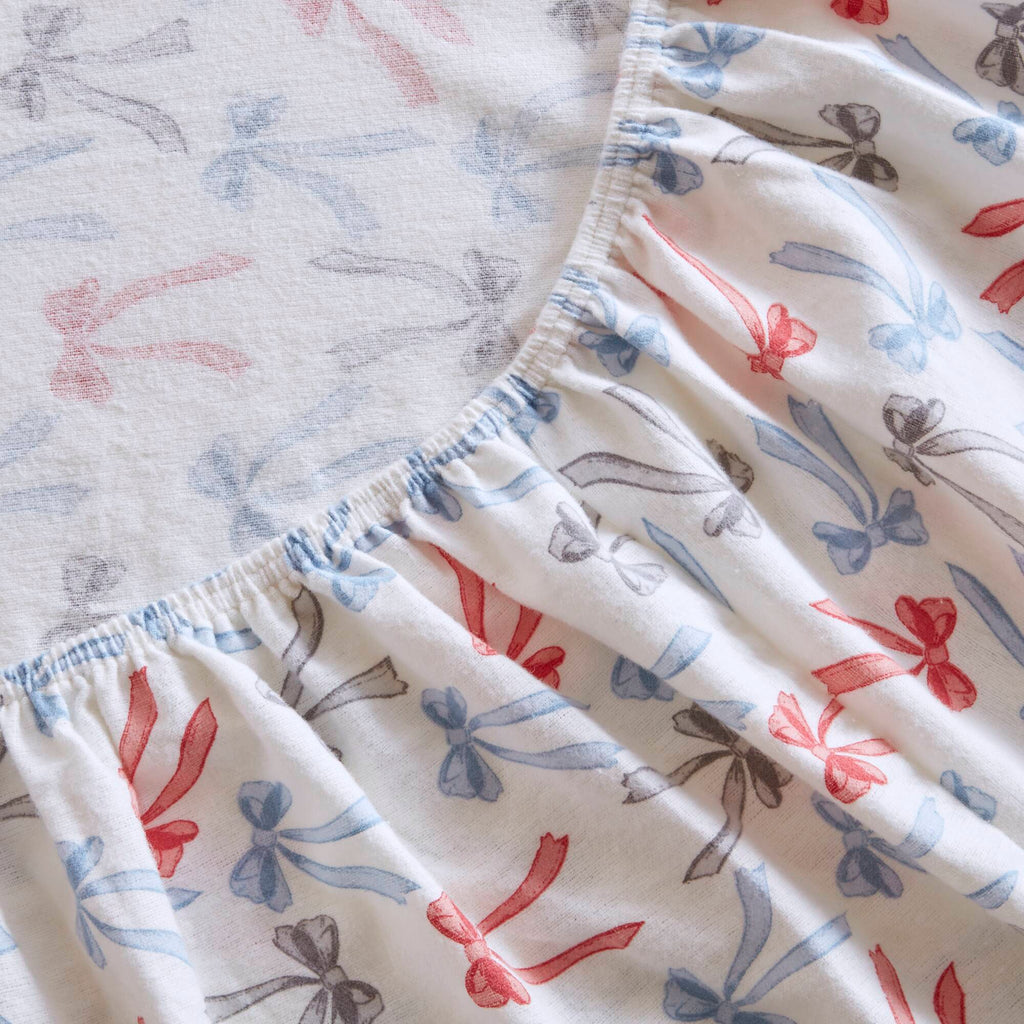 Cozy Soft - Twin Long 100% Flannel Pigment Printed Sheet Set - Happy Bows