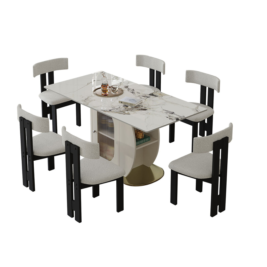 Modern Dining Table Set With Storage, Includes Chairs