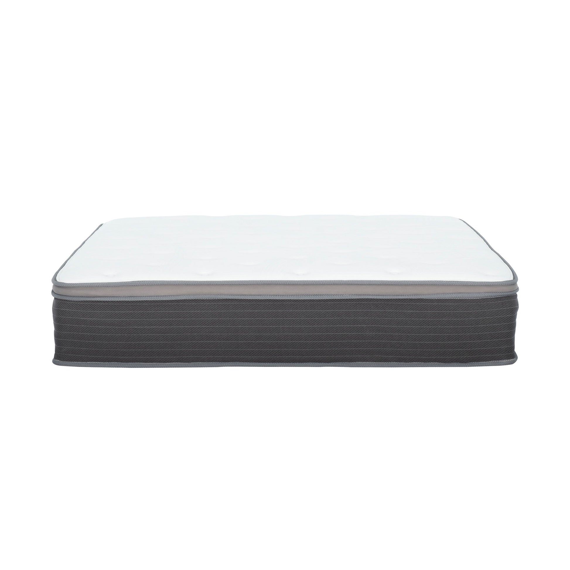 12'' Queen Size Hybrid Mattress In A Box, Plush Gel Memory Foam Mattress Top With Pocket Coil Base - Gray / White
