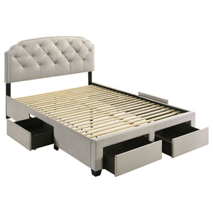 4 Drawer Upholstered Storage Bed With Button Tufting