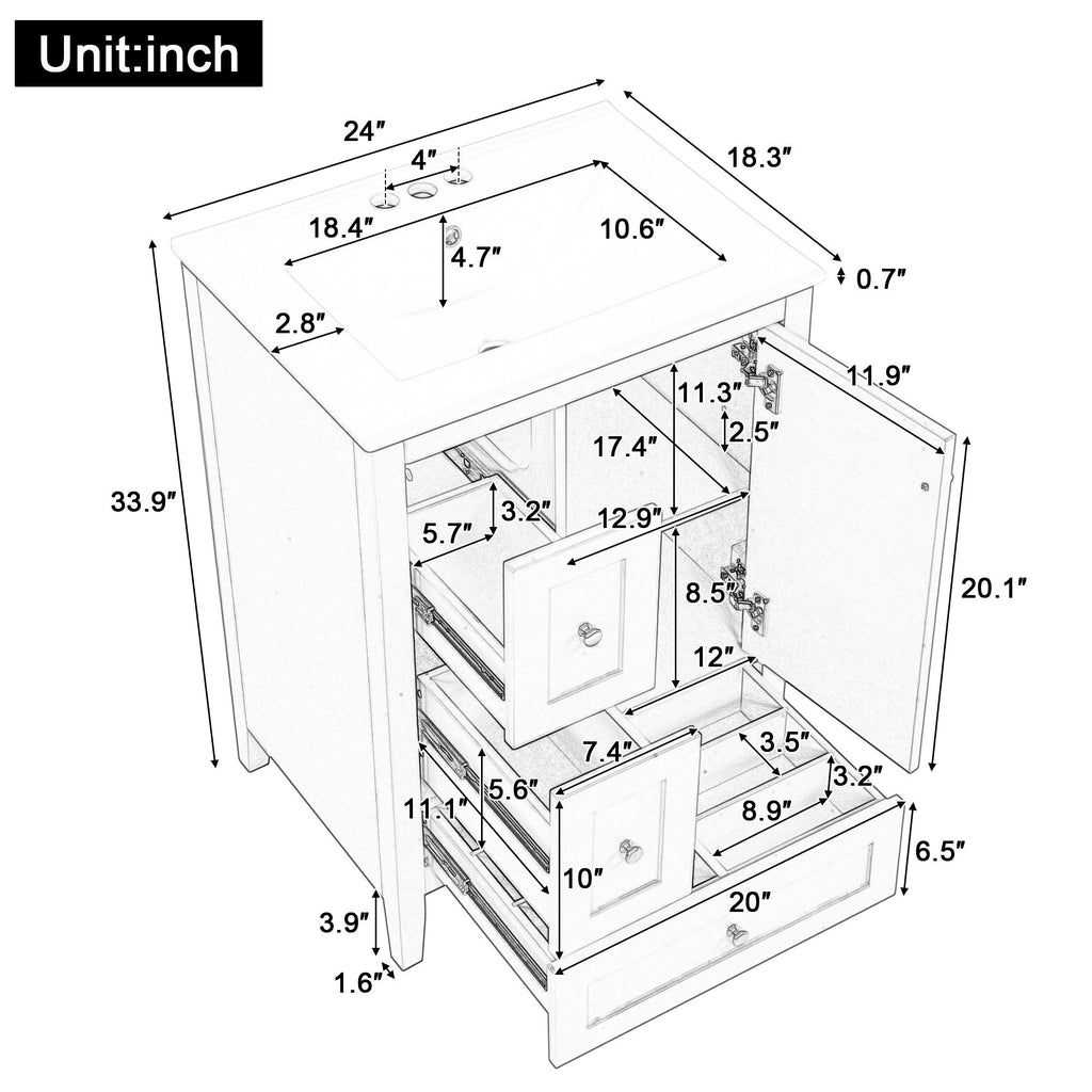 Bathroom Vanity With Storage, Removable Dividers