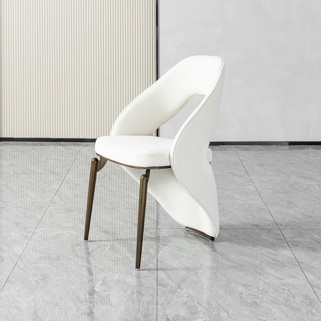 Dining Chair With Open Back Design Upholstery - Ancient White