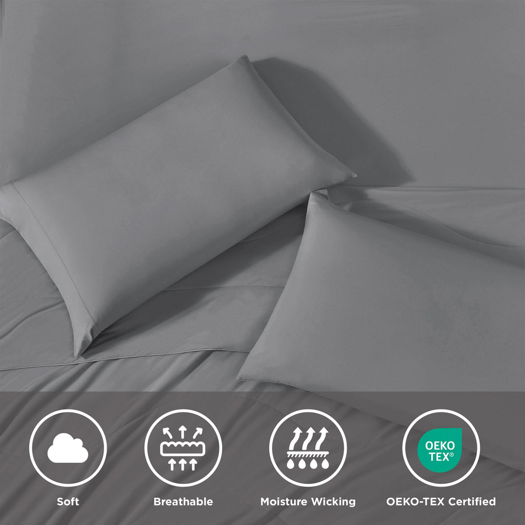 Ice Touch - Twin Sublime Serenity Luxury Sheet Set - Gray