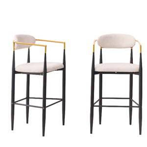 Upholstered Bar Stool With Ergonomic Design (Set of 2)