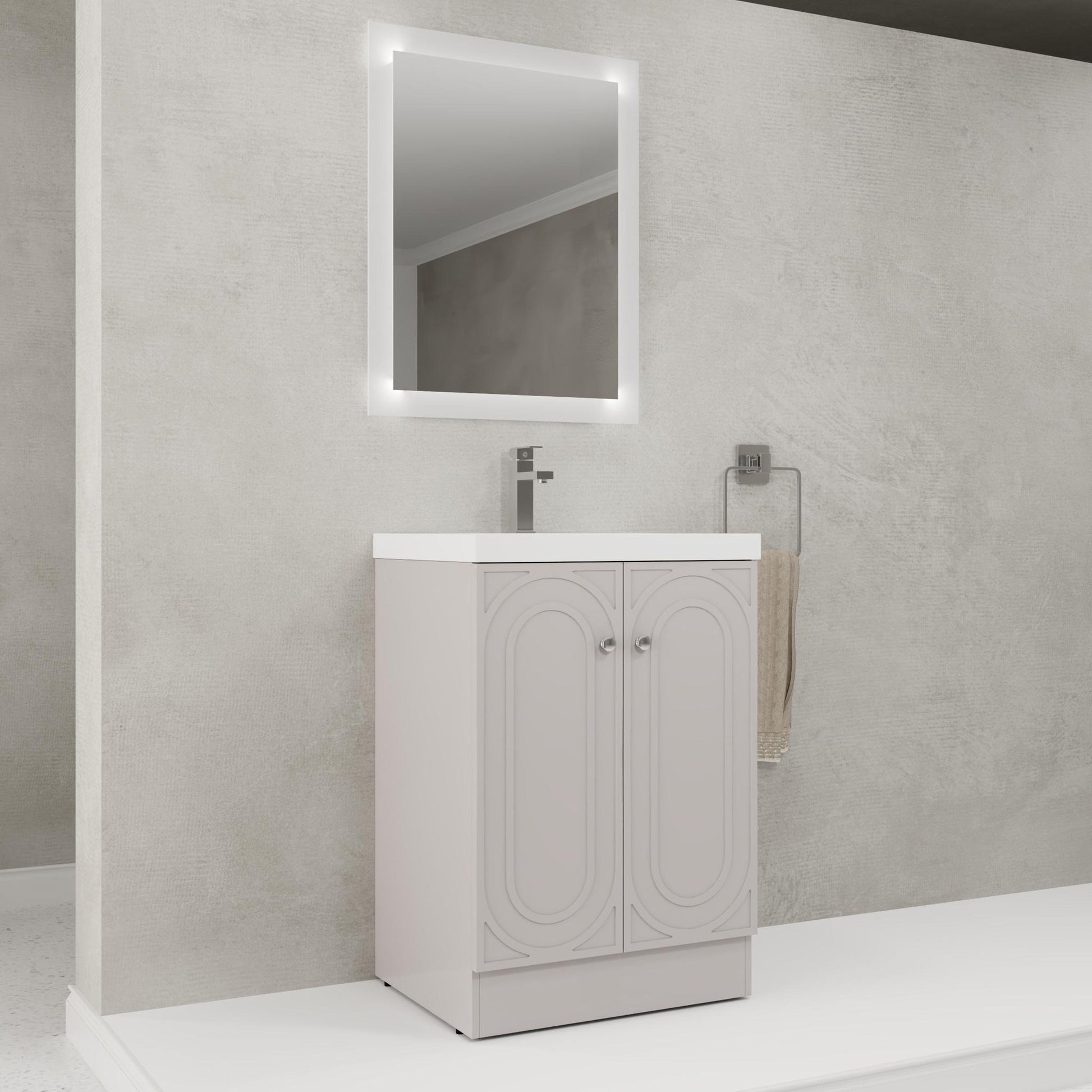 Contemporary Freestanding Bathroom Vanity With Resin Sink & Soft-Close Cabinet Doors