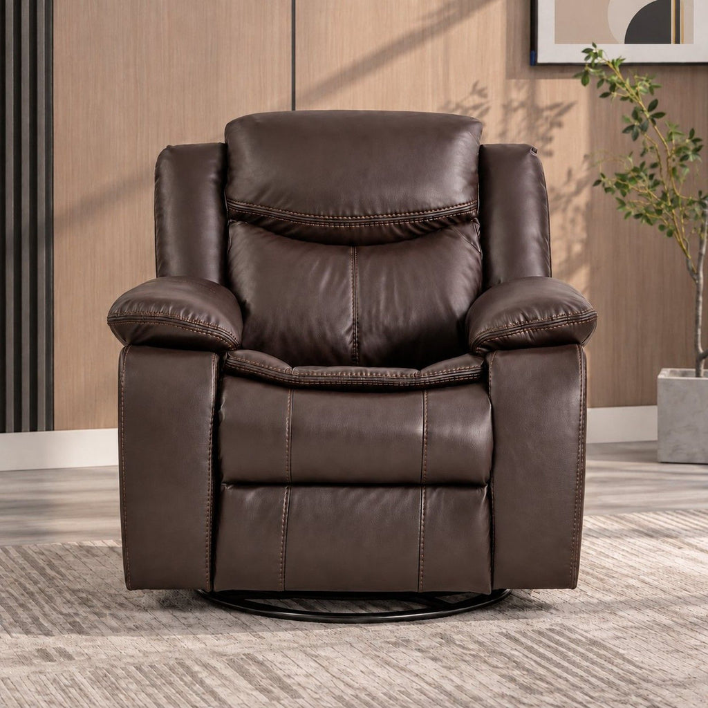 Rocker Recliner Chair With Manual Recline And 360° Swivel Base