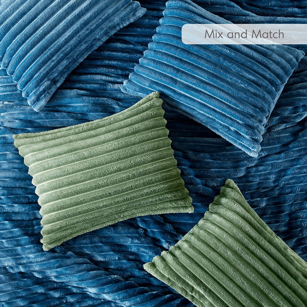 Avril - King/California King Fluffy Ribbed Plush Comforter Set - Green