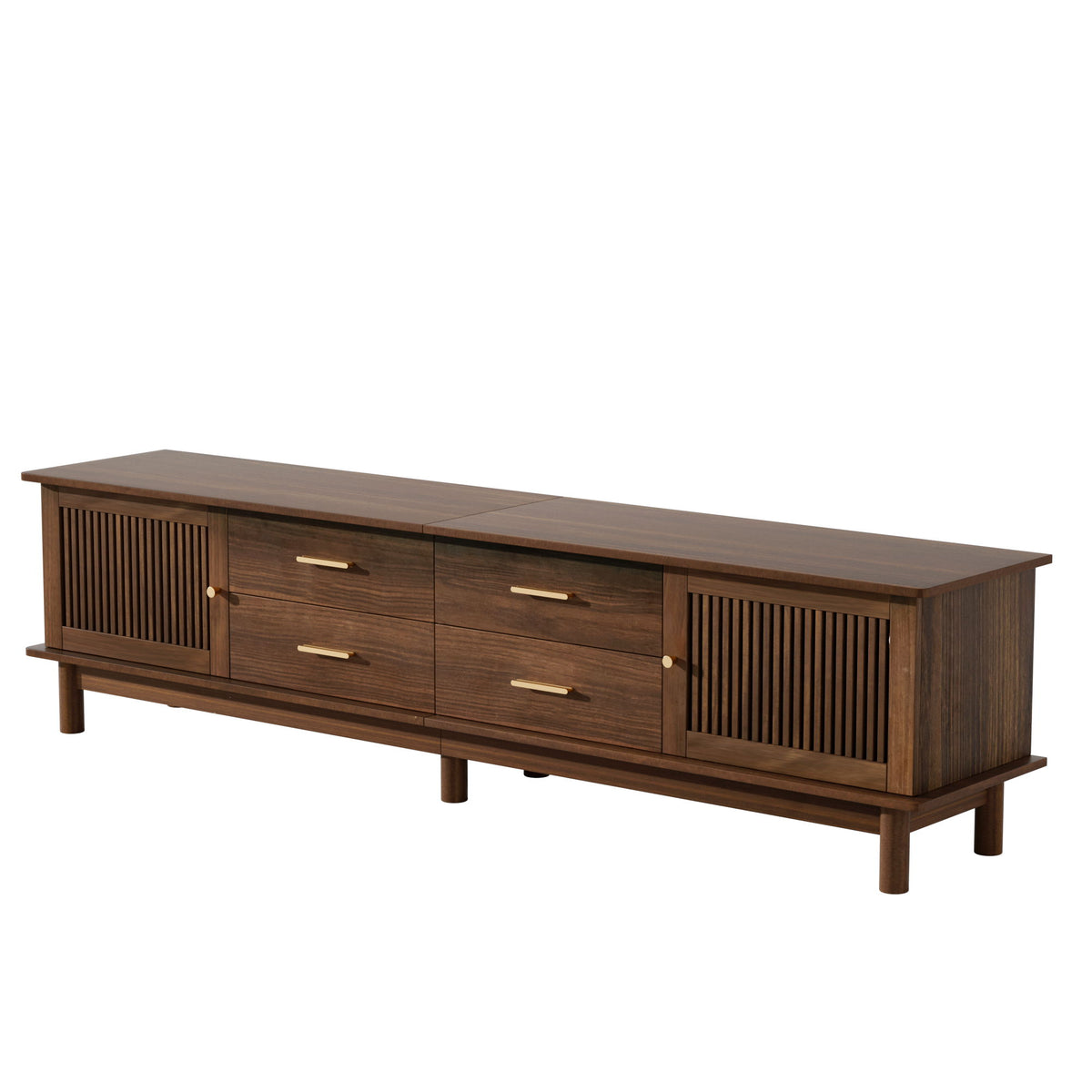 TV Stand For 85" TVs, 4 Smooth Glide Drawers - Walnut