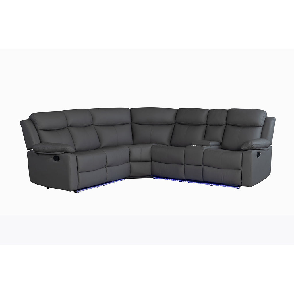 Blanche - Sectional Sofa With LED Lighting And Integrated Speaker - Gray