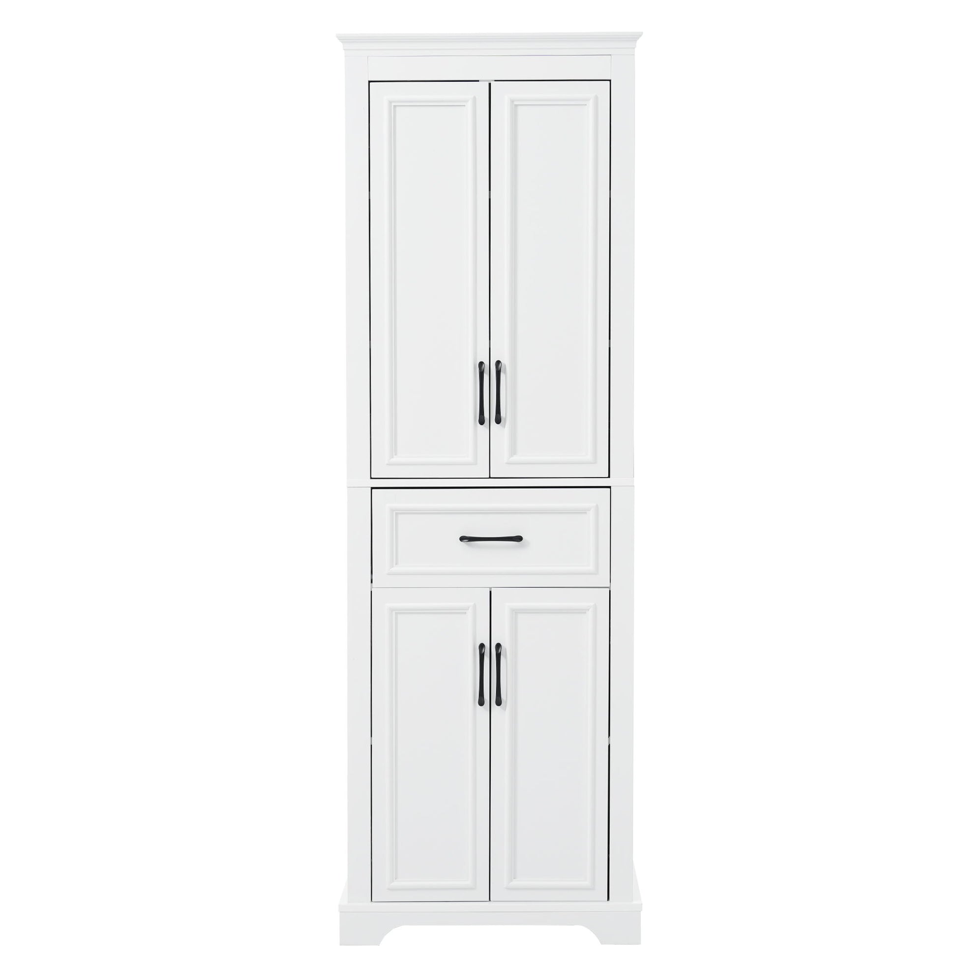 Freestanding Bathroom Vanity, Elegant Design With 4 Doors & 1 Drawer, Adjustable Shelves, Damping Hinges - White