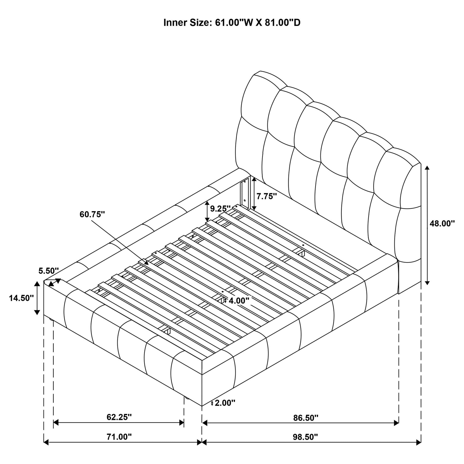 Branson - Platform Bed With Tufted Headboard