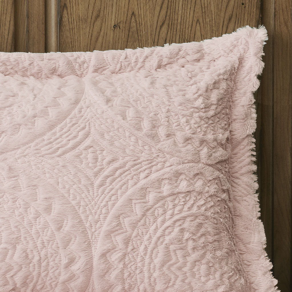Arya - Twin Embroidered Medallion Ultra Comforter Mini Set - Blush