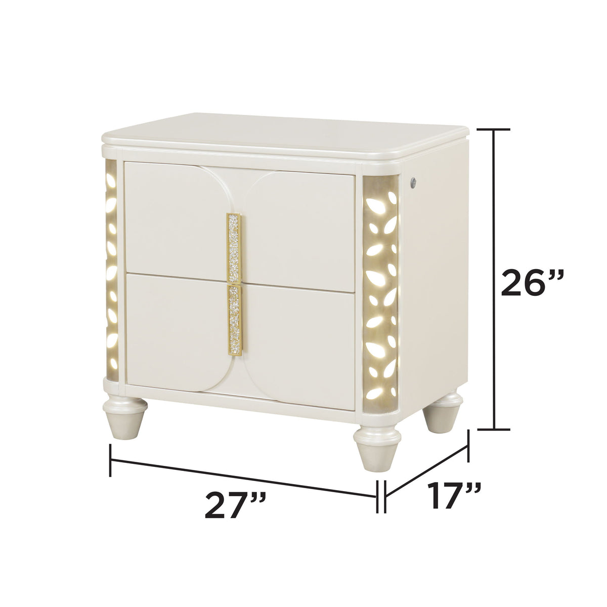 Cinderella - Nightstand With LED Accents And 2 Storage Drawers - Beige