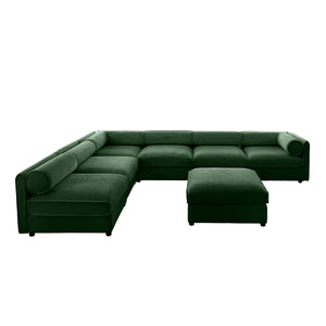 Modern (Set of 6) Modular Sectional Sofa With Storage Soft Cylindrical Design For Living Room - Green