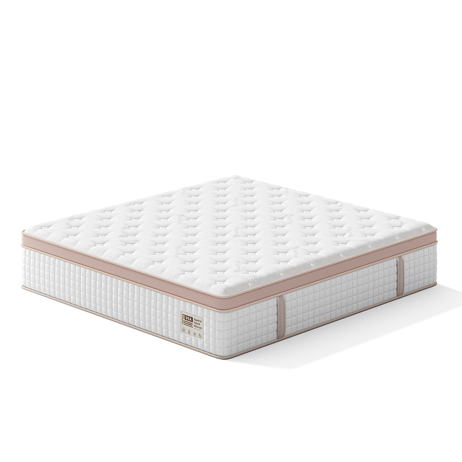 14" King Size, Firm Hybrid Mattress, Gel Memory Foam & Pocket Springs, Pressure Relief, Motion Isolation, Ergonomic Bed - White