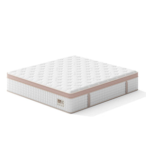 14" King Size, Firm Hybrid Mattress, Gel Memory Foam & Pocket Springs, Pressure Relief, Motion Isolation, Ergonomic Bed - White