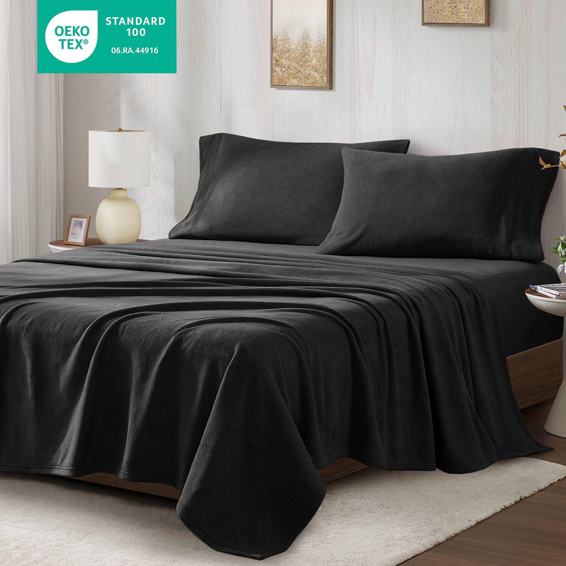 Micro Fleece - Twin Long Sheet Set - Black