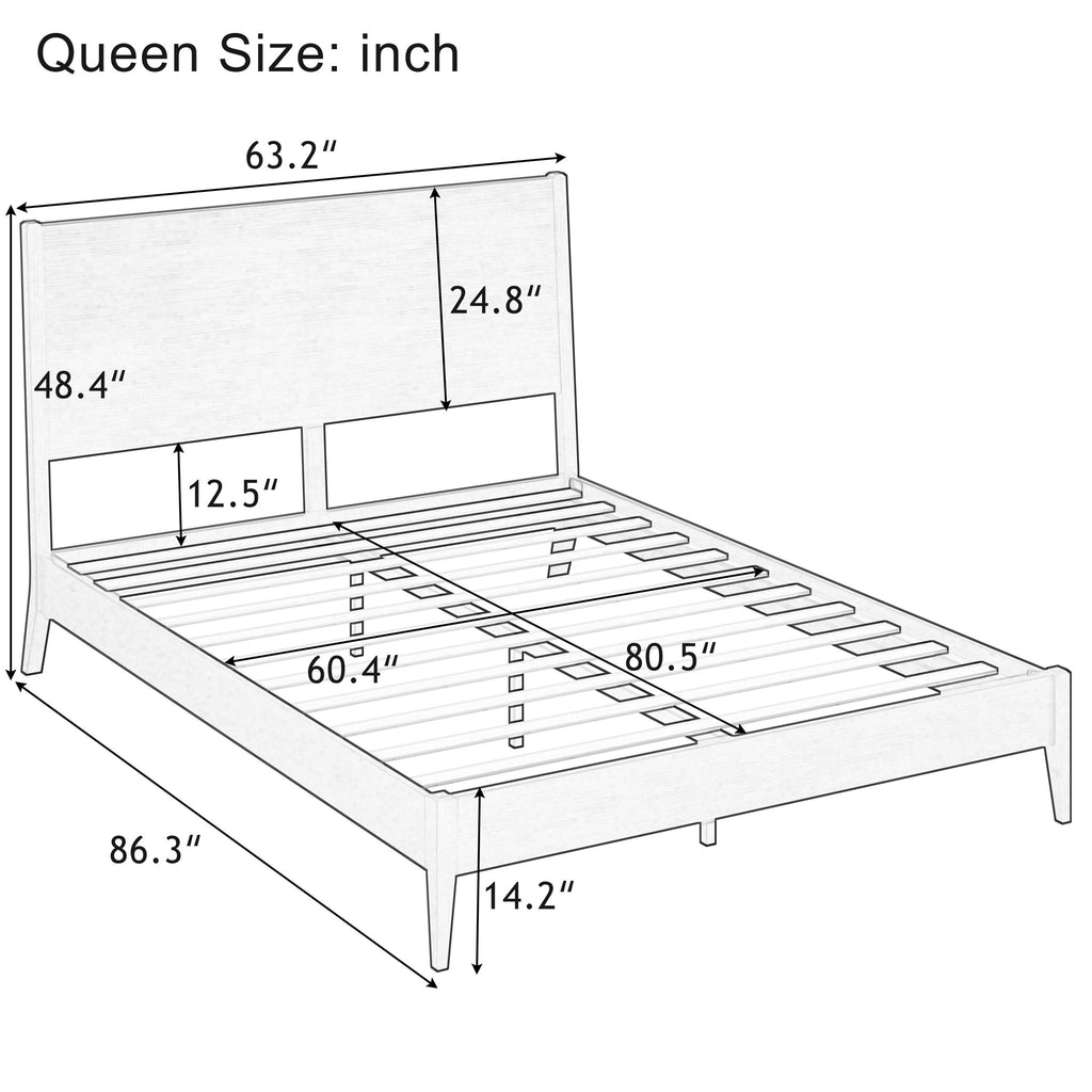 Modern Sled Platform Bed Frame With Slats