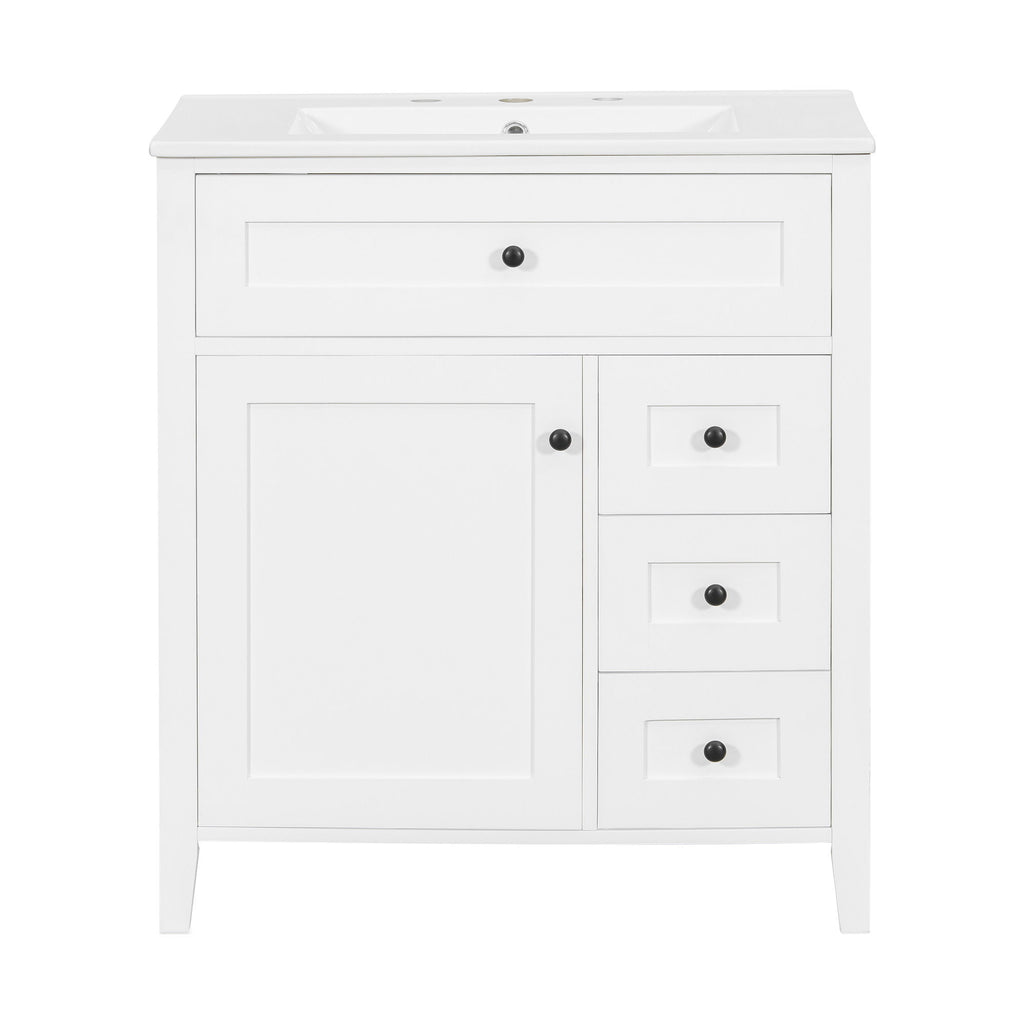 Bathroom Vanity With Sink, 3 Drawers And Adjustable Shelf