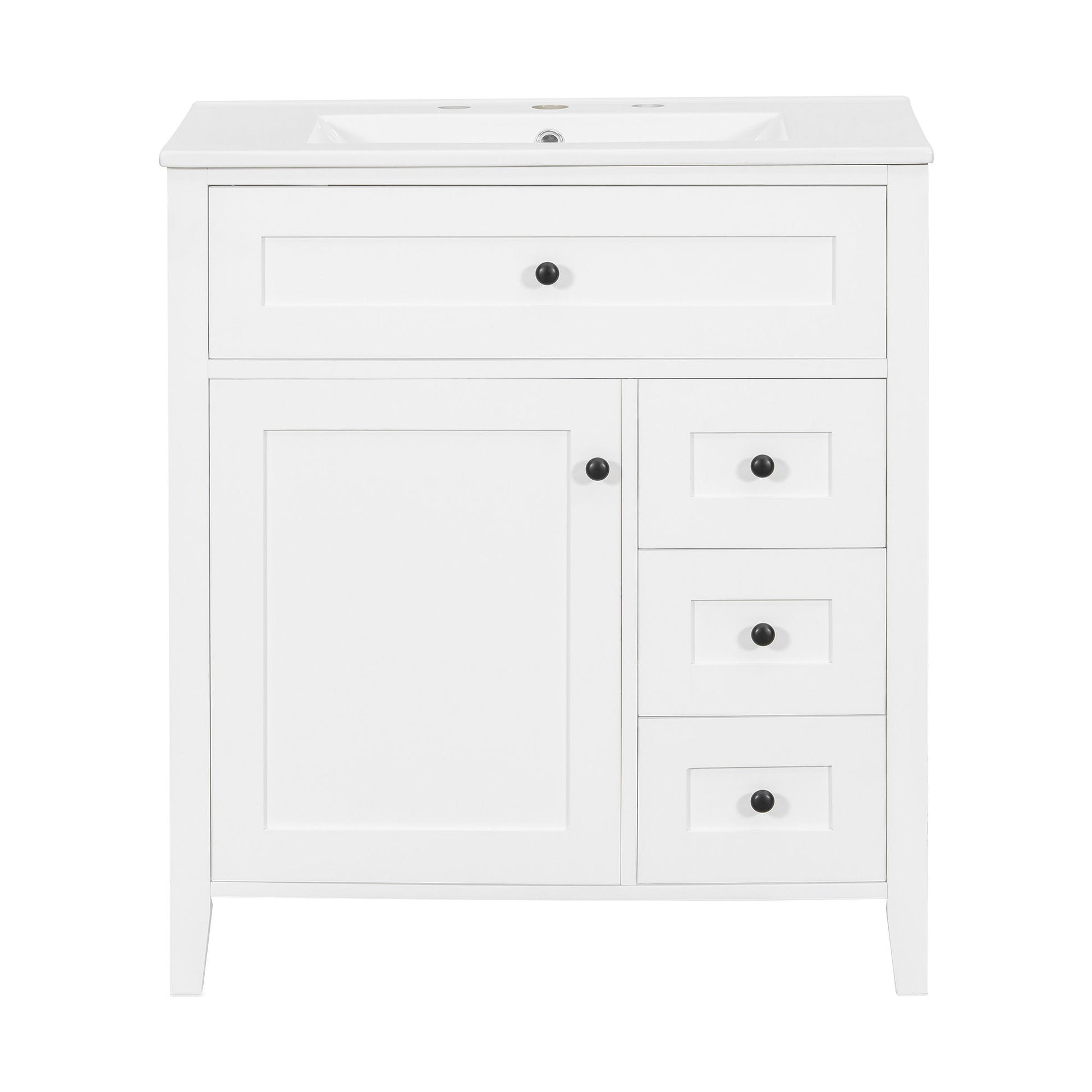 Bathroom Vanity With Sink, 3 Drawers And Adjustable Shelf