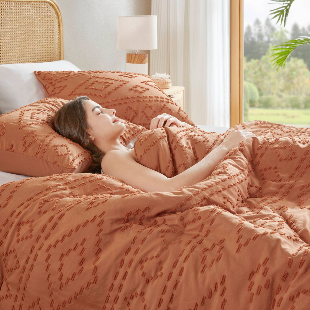 Gigi - Twin/Twin Long Comforter Mini Set - Terracotta