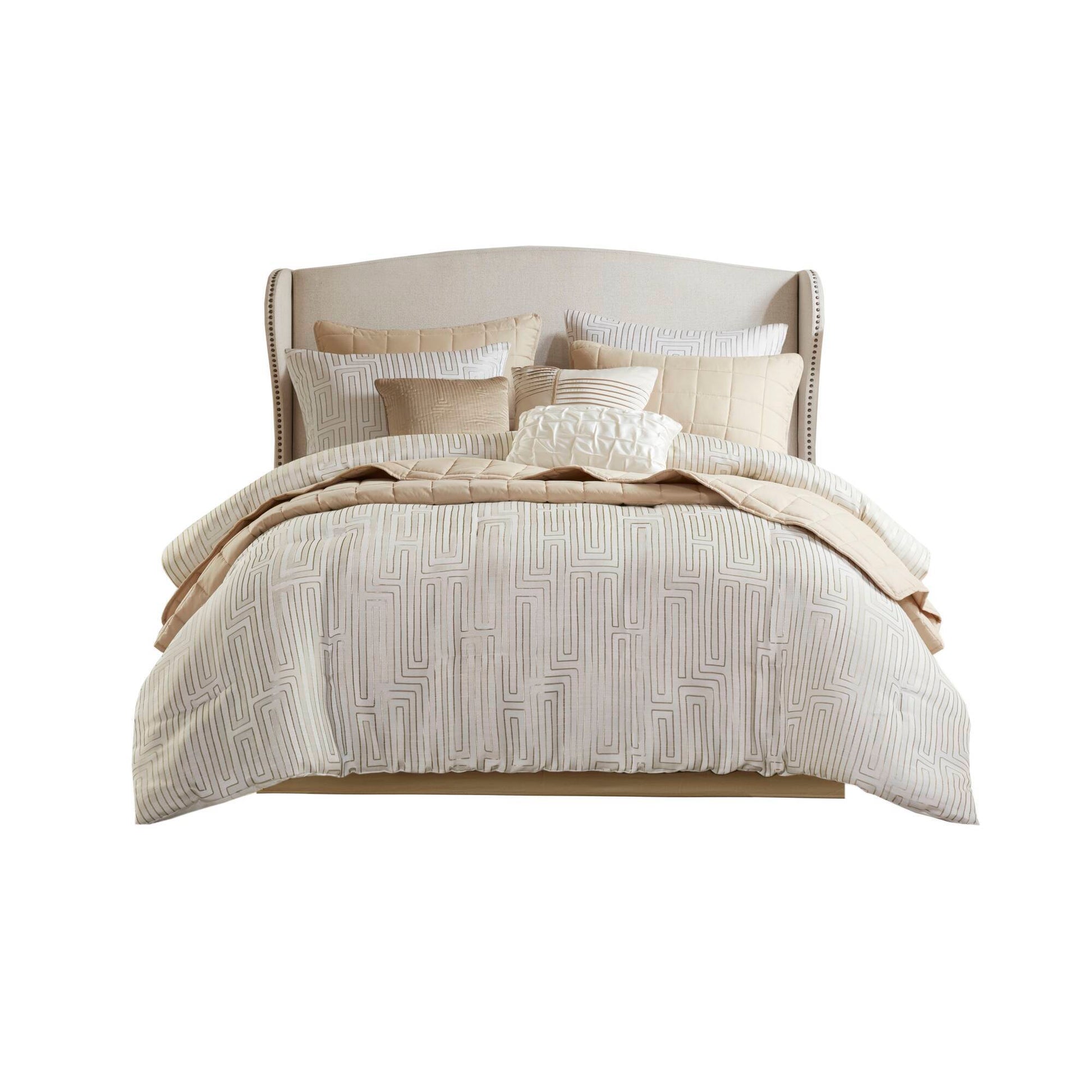 Royce - 10 Piece King Luxury Comforter Set - Ivory