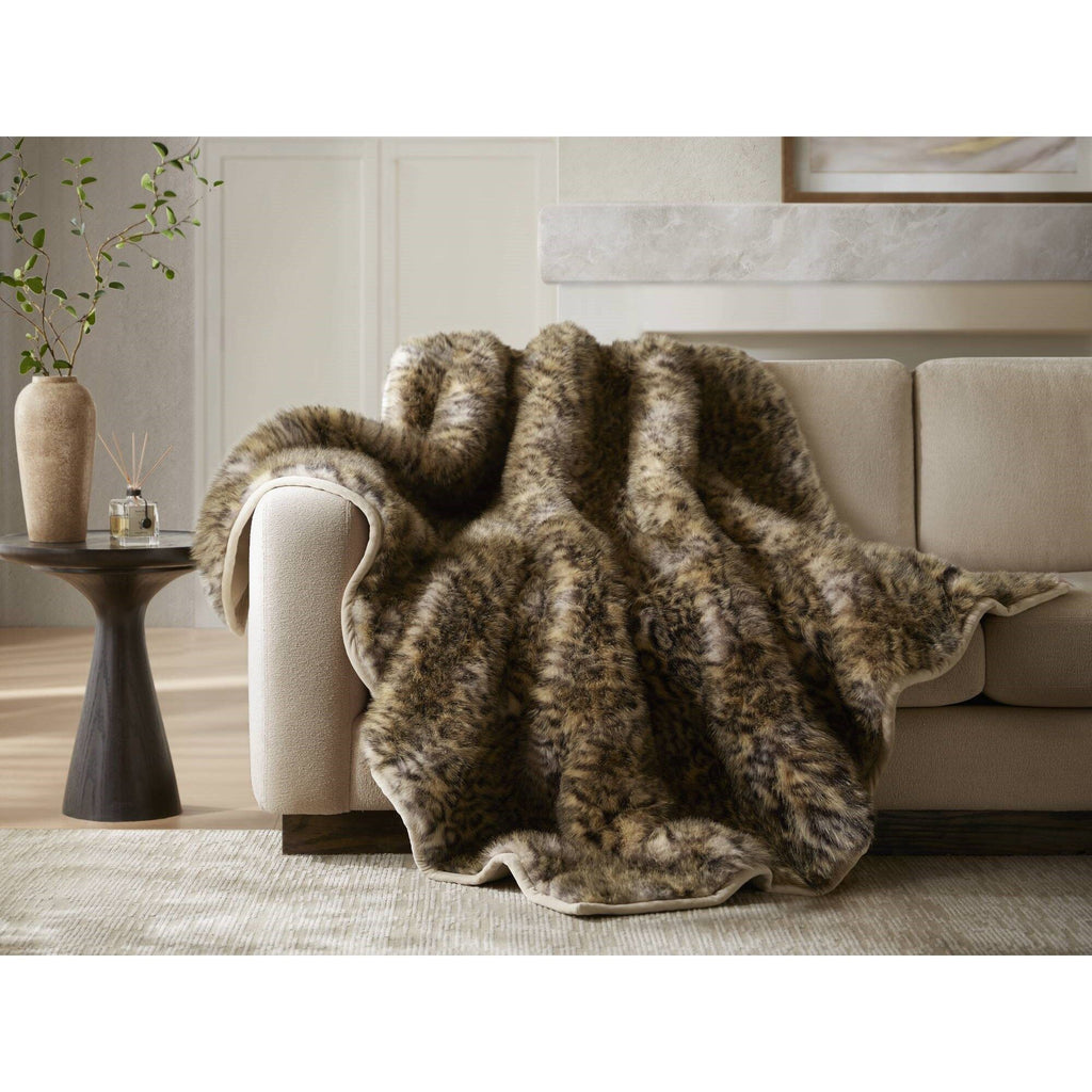 Botswana Animal Print - 60x80" Faux Fur Throw Blanket - Leopard