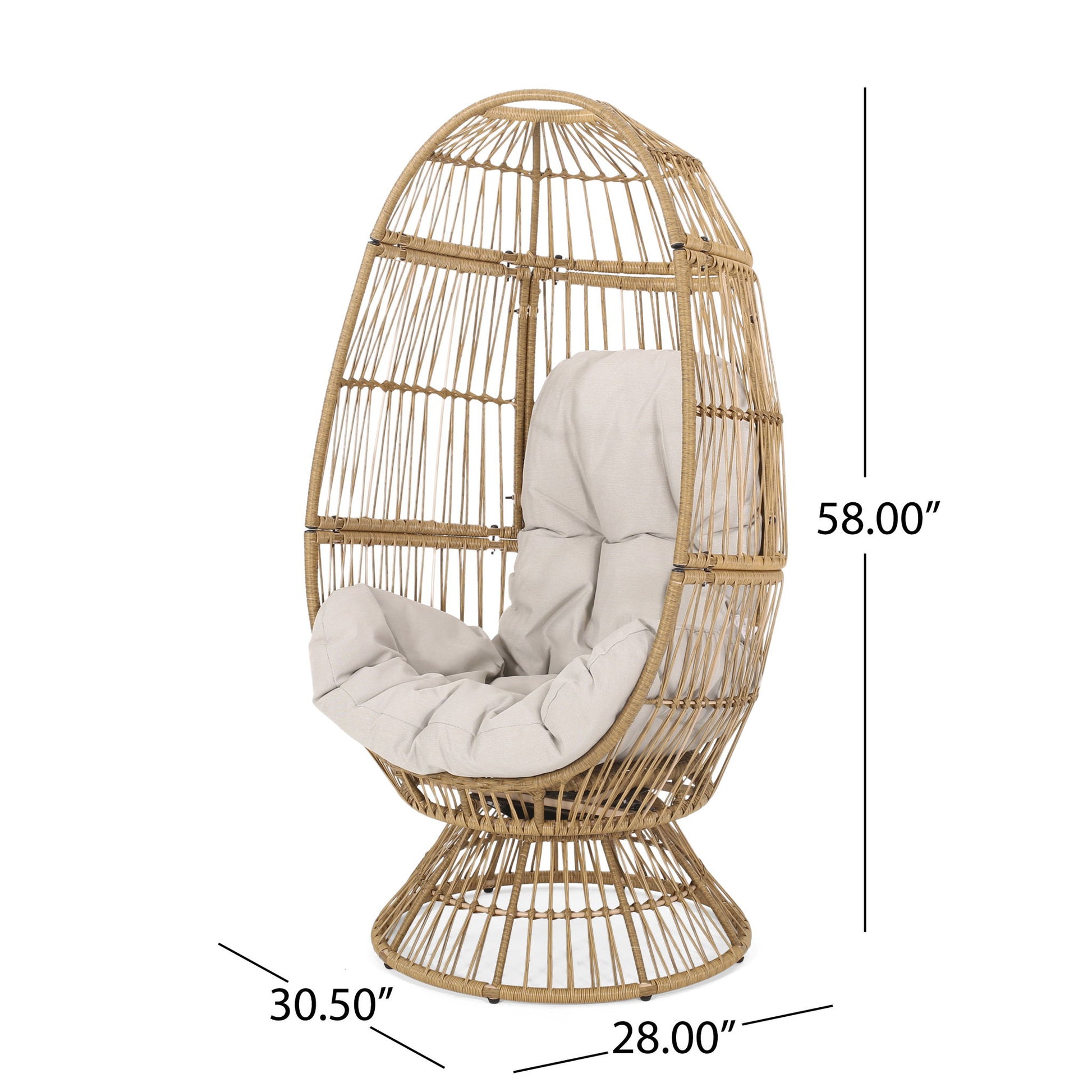 Patio Swivel Basket Egg Chair With Cushion