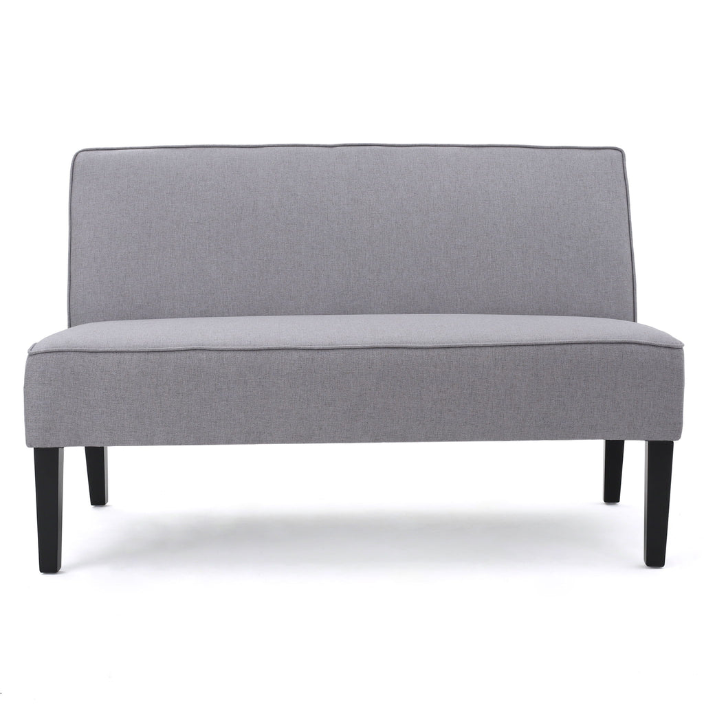 Contemporary Loveseat With Upholstered Fabric And Birch Wood Legs - Light Gray
