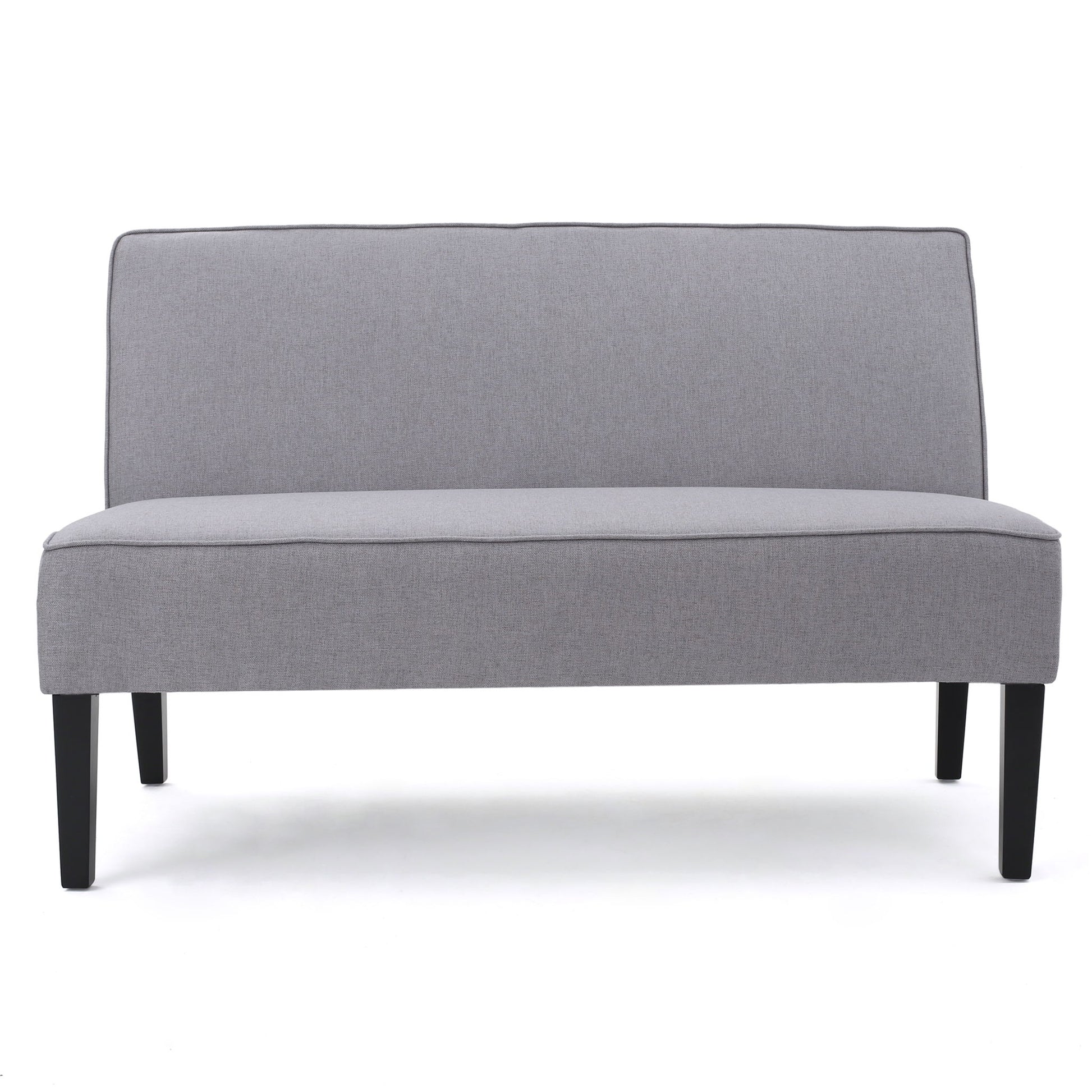 Contemporary Loveseat With Upholstered Fabric And Birch Wood Legs - Light Gray