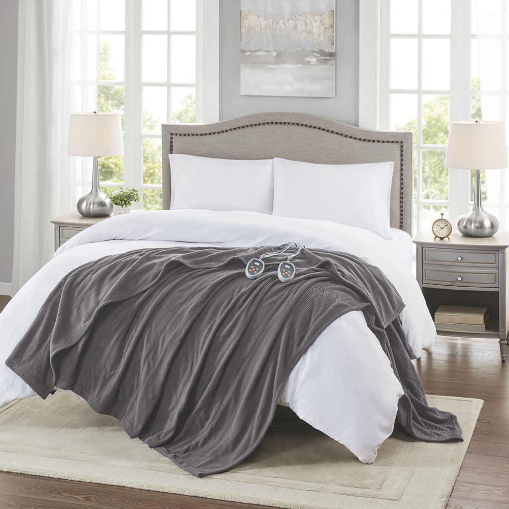 Electric Micro Fleece - Twin Heated Blanket - Gray
