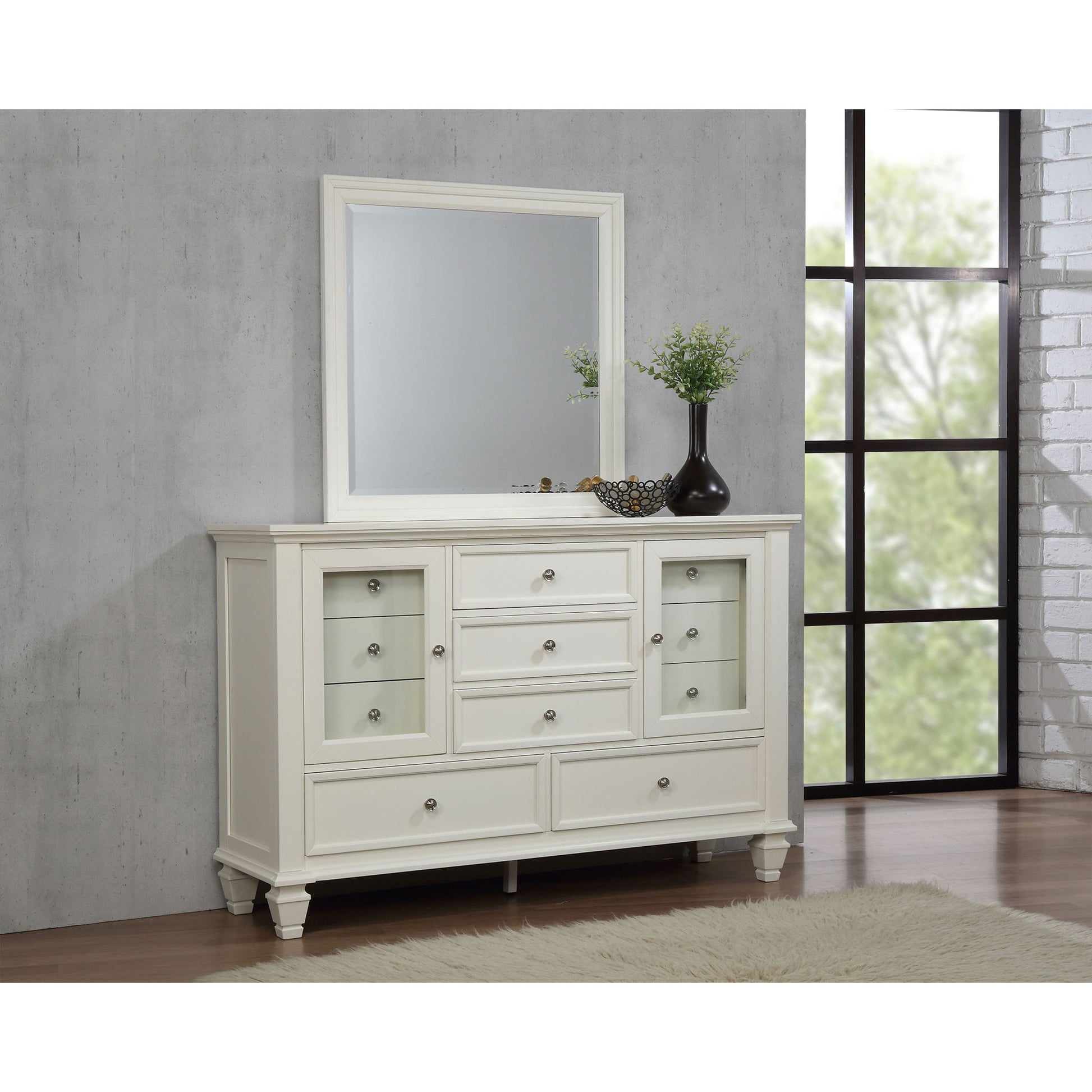 Dennis - 11 Drawer Dresser With Mirror - Cream White