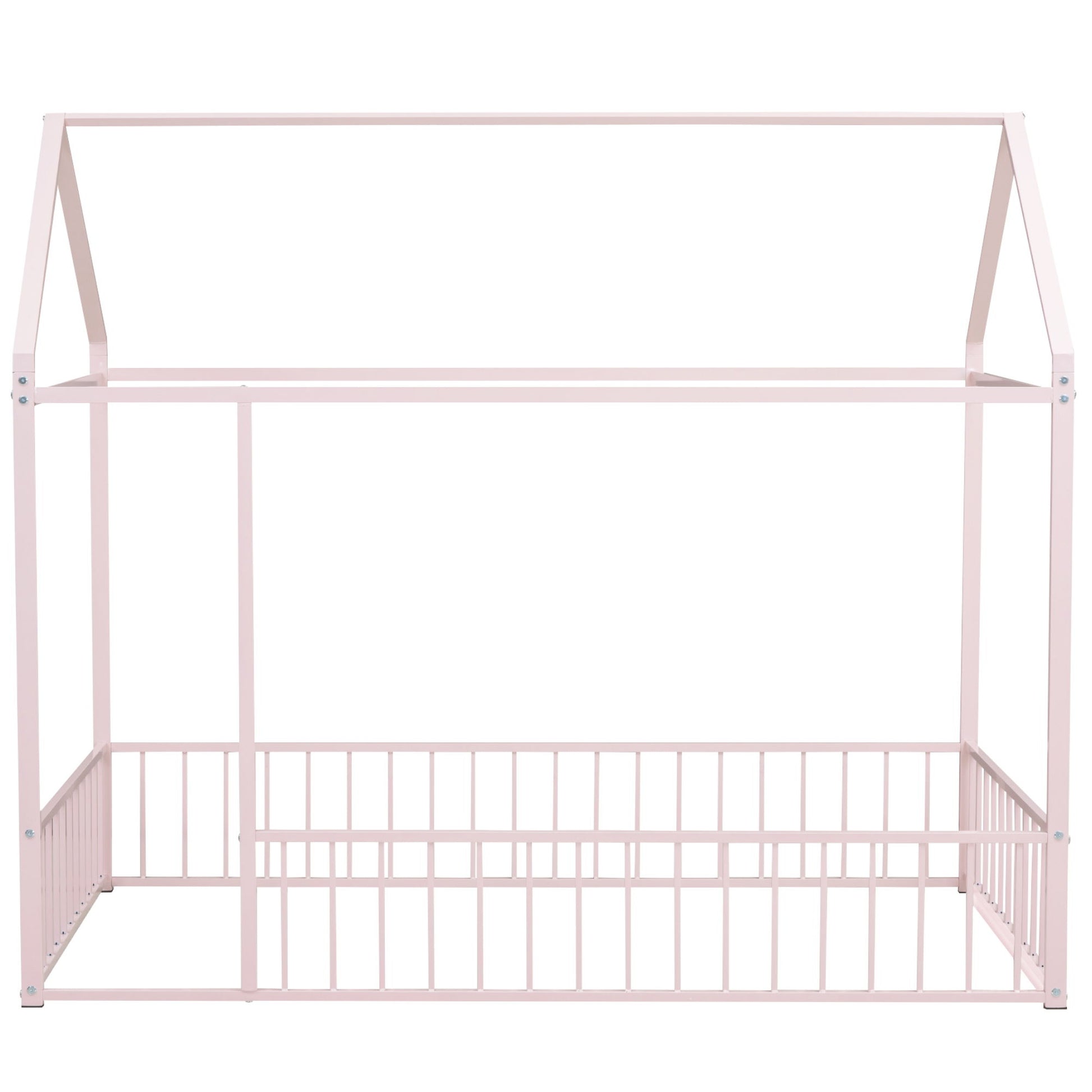 Metal Bed House Bed Frame With Fence