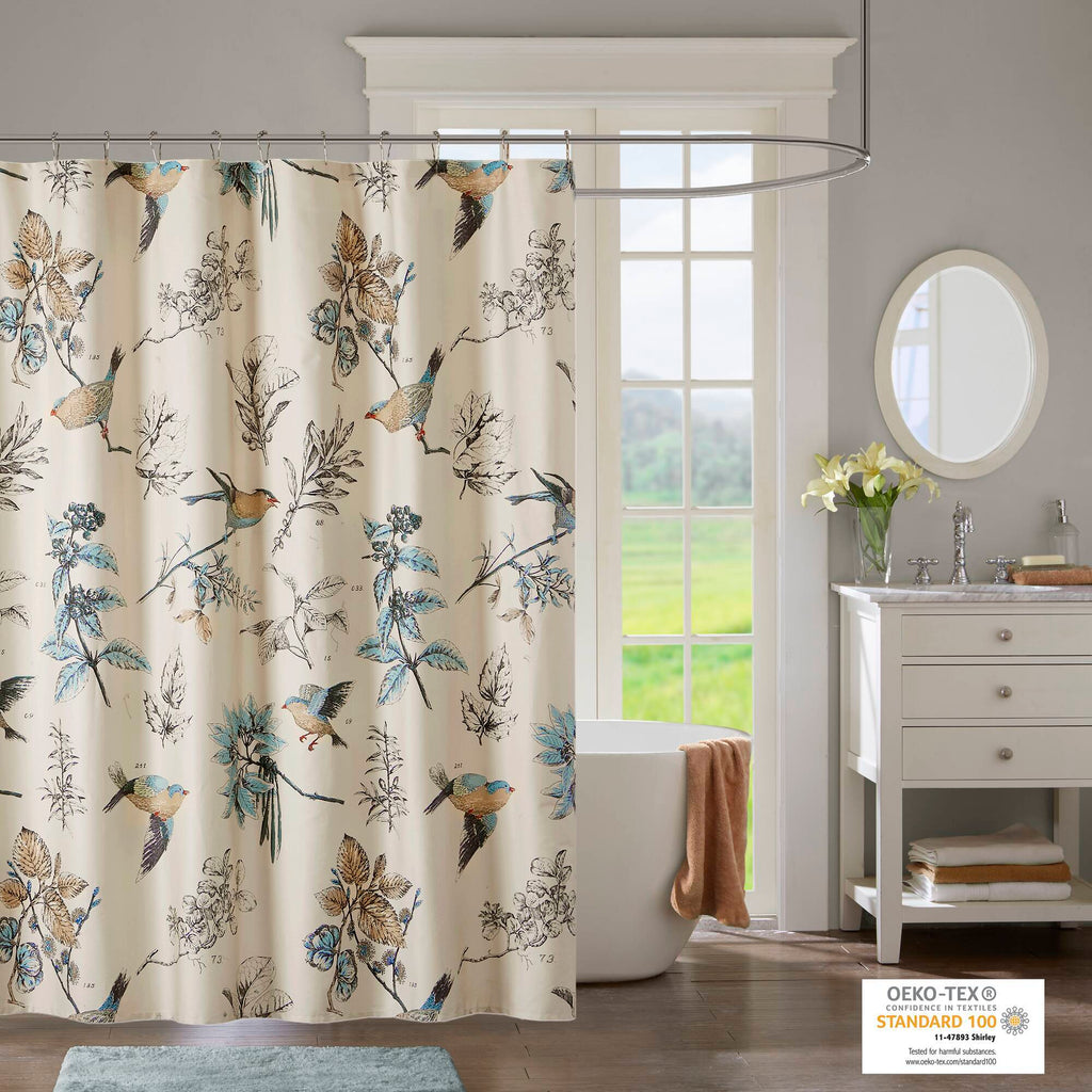 Quincy - Printed Shower Curtain - Khaki
