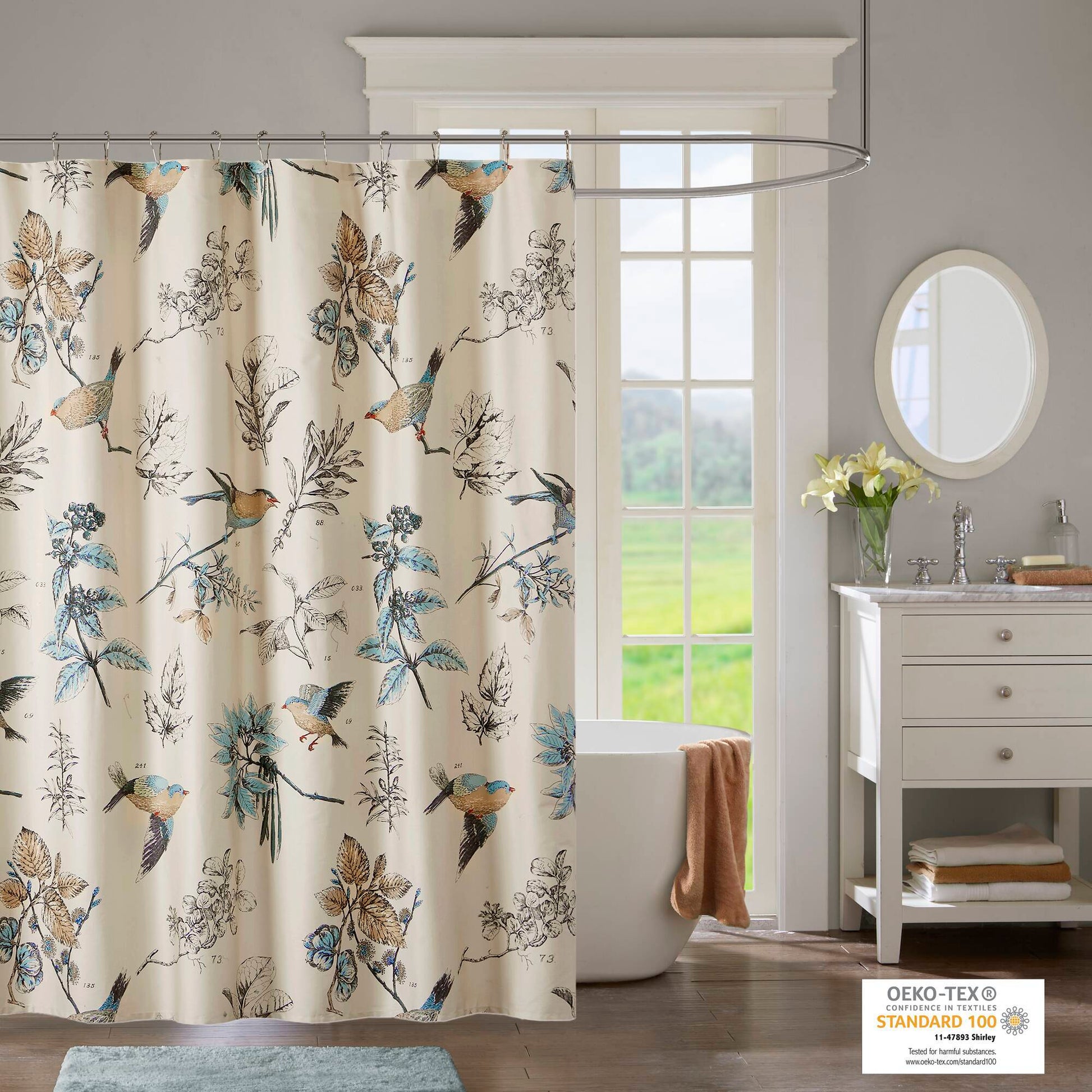 Quincy - Printed Shower Curtain - Khaki
