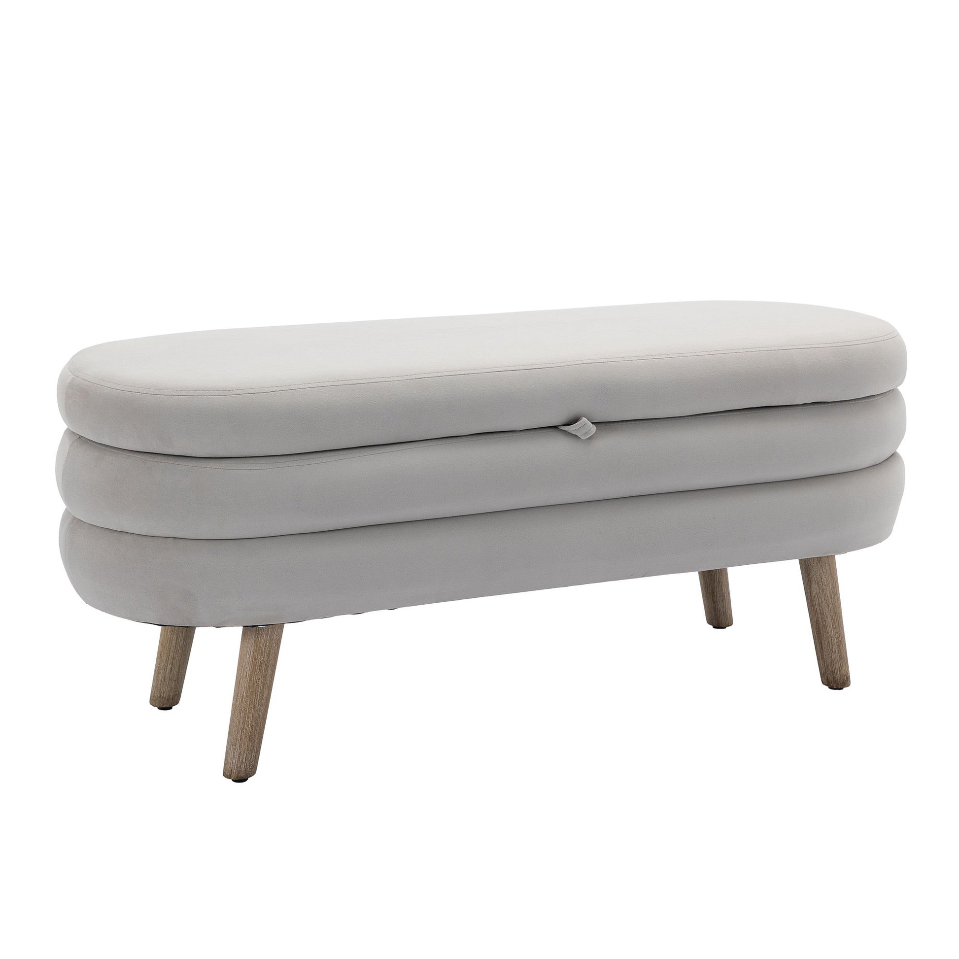 Velvet Fabric Storage Bench With Wood Legs