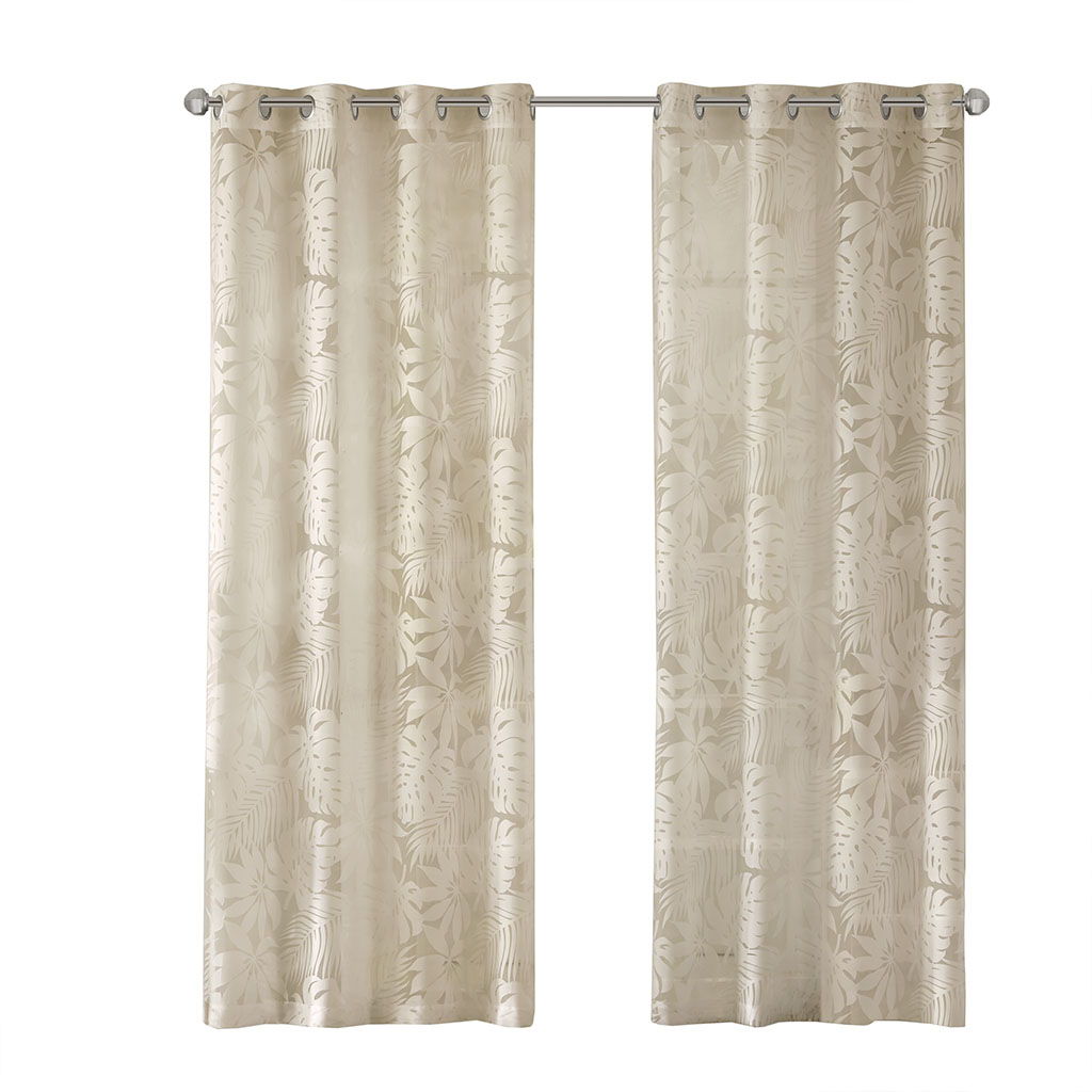 Leilani - 84" Palm Leaf Burnout Window Sheer - Natural