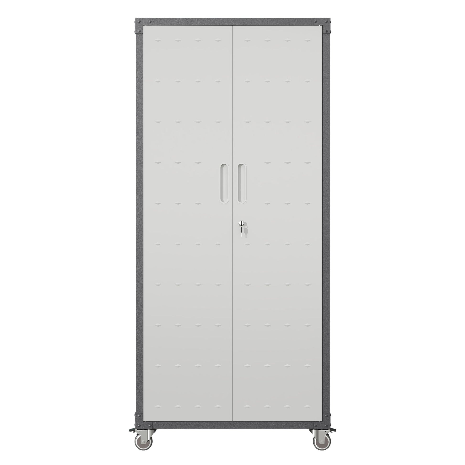 Metal Garage Storage Cabinet With Wheels Heavy Duty Tool Storage Cabinet - Brushed Nickel