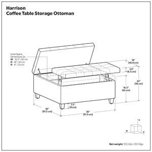 Harrison - Coffee Table Storage Ottoman - Silver