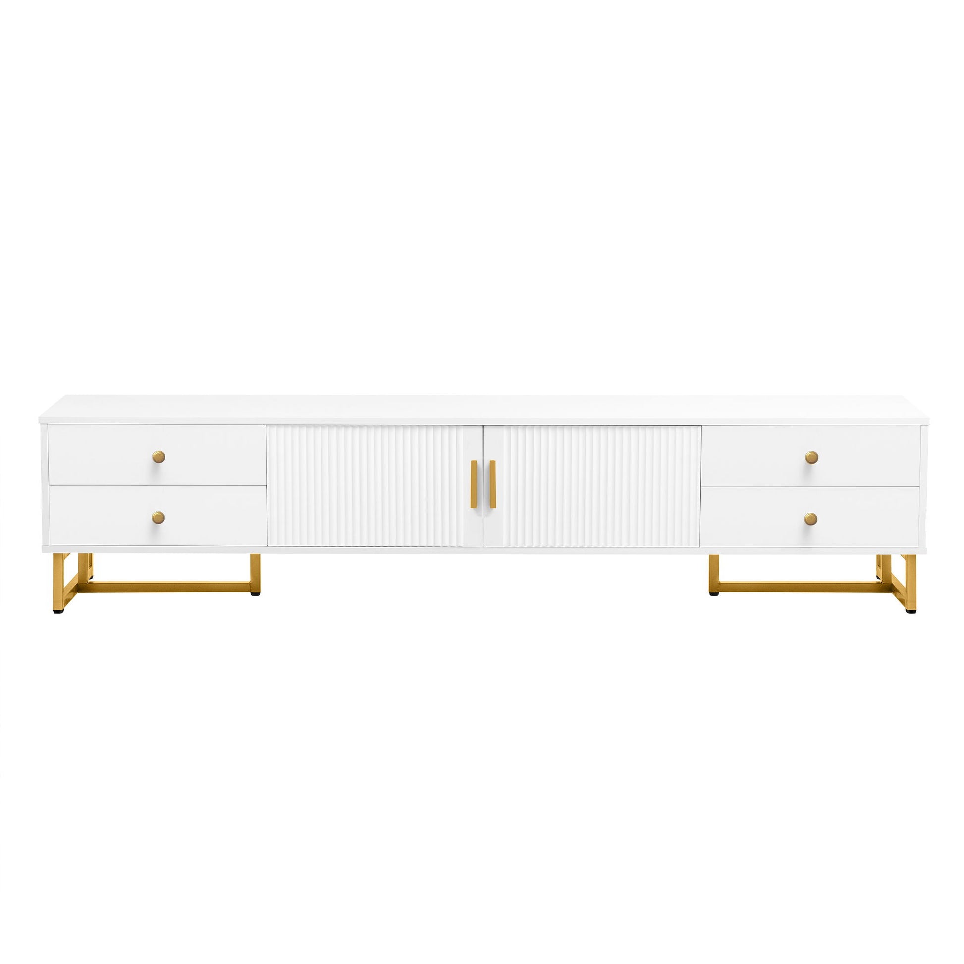 TV Media Console Table, TV Stand With Storage For Living Room - White