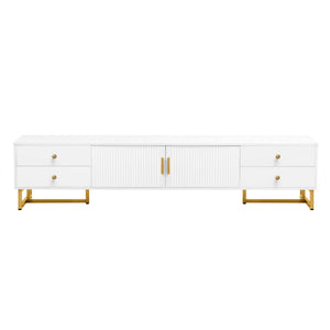 TV Media Console Table, TV Stand With Storage For Living Room - White