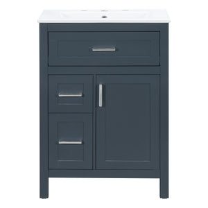 Modern Bathroom Vanity With Sink, Flip Drawer & 2 Drawers, Soft Close Hinges, Adjustable Shelf