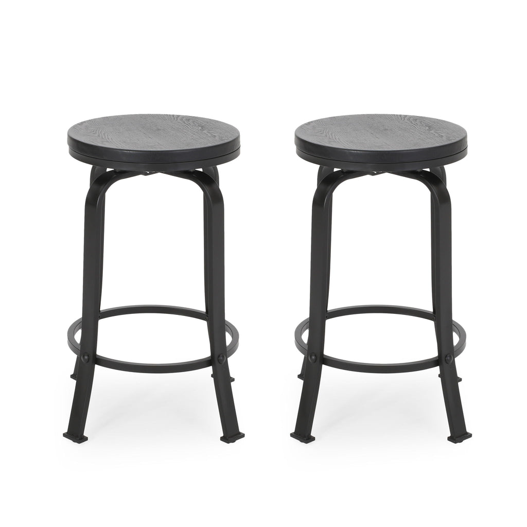 Modern Industrial Counter Stool Set With Swivel Function